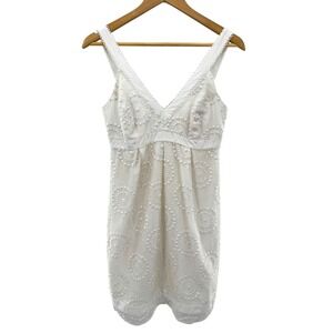 Lilly Pulitzer White Embroidered Eyelet Mini Dress Silk Blend Size 4 Resort Boho